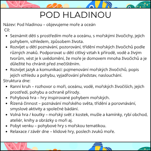 Pod hladinou: týdenní příprava do MŠ - Obrázek 2