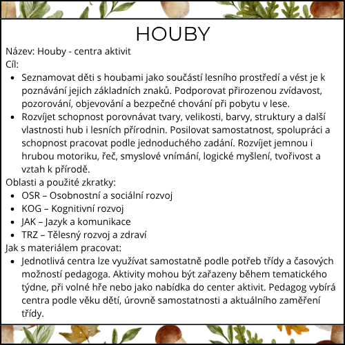 Houby - centra aktivit do MŠ - Obrázek 2